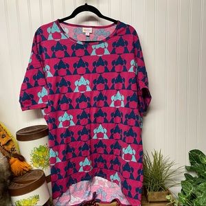 LuLaRoe IRMA Minnie Mouse Pink and Blue Size Medium